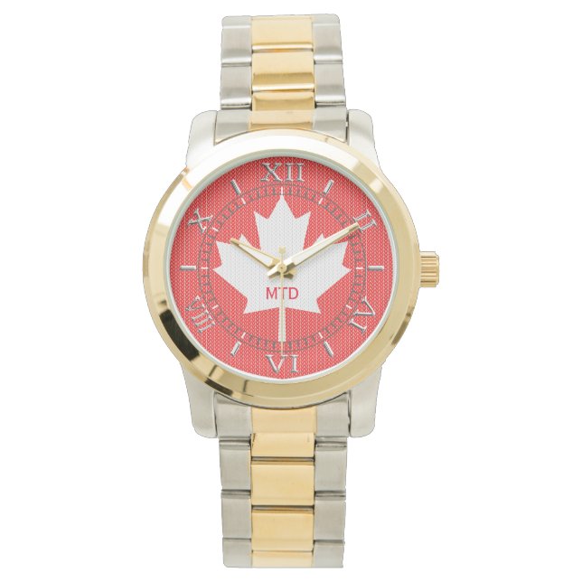Montre Motif de tricot de feuille d'érable rouge de style (devant)