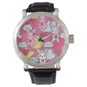 Montre Motif d'enfant de Kawaii avec des griffonnages