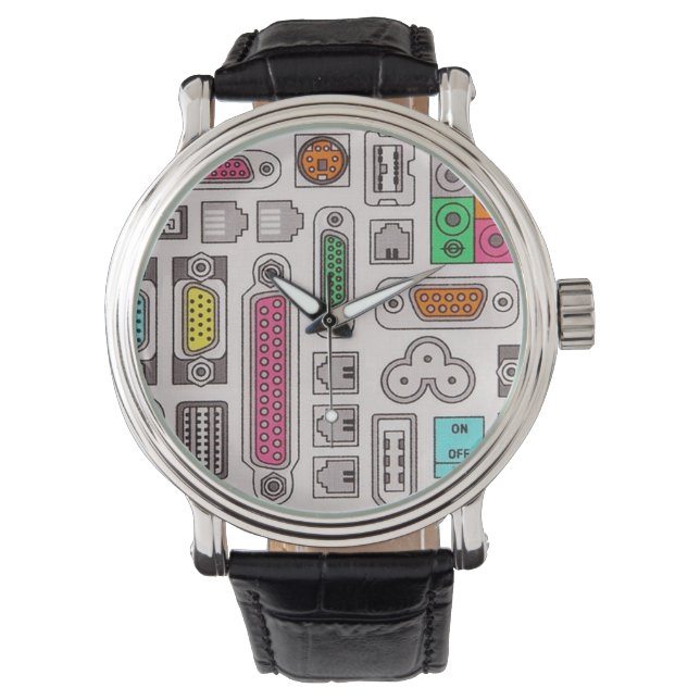 Montre Motif d'entrée du Geek d'ordinateur - Surveillance (devant)