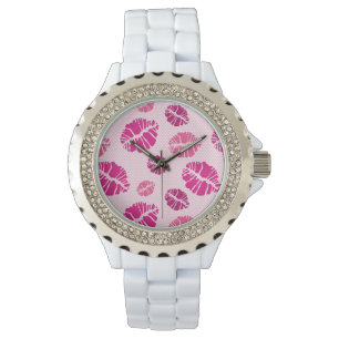 Montre Motif d'impression de forme de baiser de rouge à