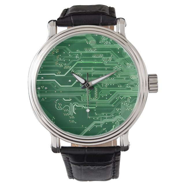 Montre motif d'ordinateur de carte à circuit électronique (devant)