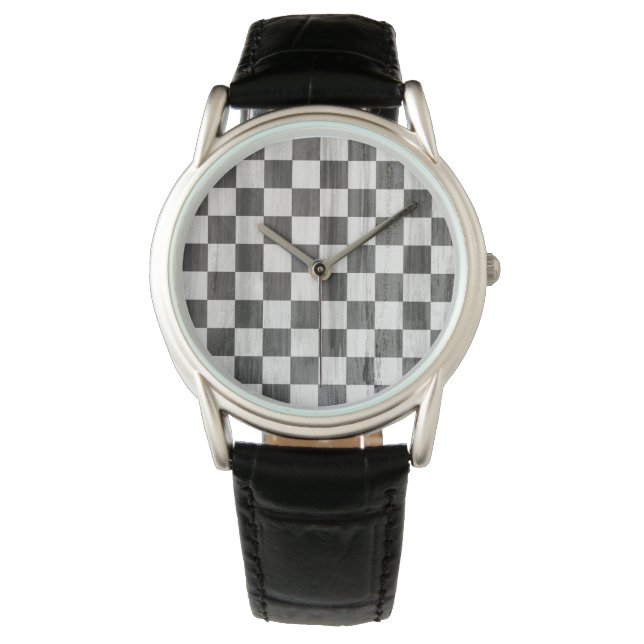 Montre Motif du vérificateur en bois (devant)