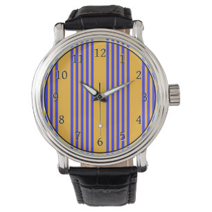 Montre Motif électrique bleu et jaune cinq bandes
