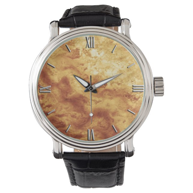 Montre Motif en pierre de Gem, oeil de tigre d'or (devant)