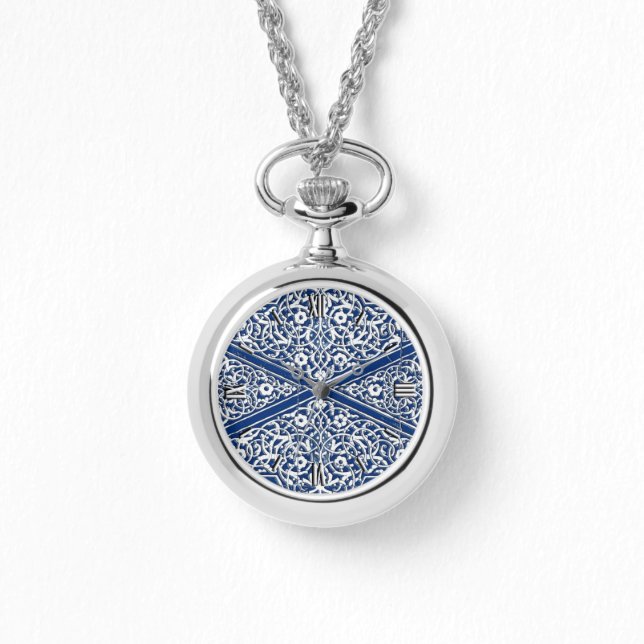 Montre Motif en tuiles persanes - bleu cobalt et blanc (Recto)