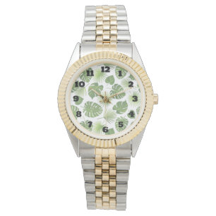 Montre Motif Feuille élégant Green Tropical