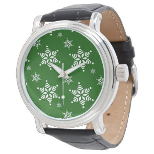 Montre Motif flocon de neige, Flocons de neige blancs, Ne
