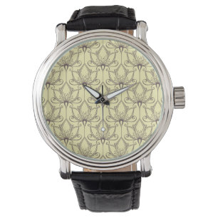 Montre Motif floral à la crème