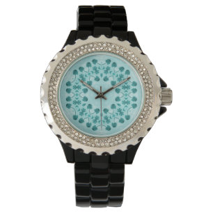 Montre Motif floral, bleu Turquoise