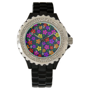 Montre Motif floral coloré