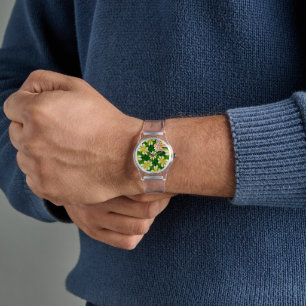 Montre Motif frangipanier jaune