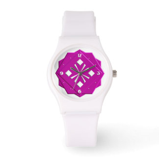 Montre Motif géométrique Art Déco magenta