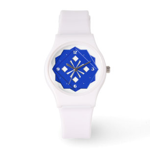 Montre Motif géométrique bleu saphir Art déco