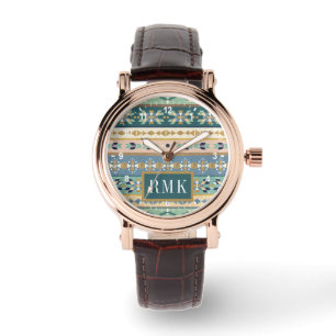 Montre Motif indien extérieur d'étape   du monogramme  