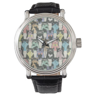 Montre Motif mignon de chats de hippie