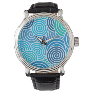 Montre Motif moderne à spirale bleue