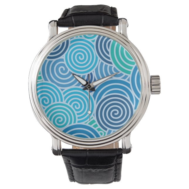 Montre Motif moderne à spirale bleue (devant)