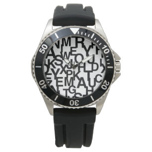 Montre Motif moderne, abstrait, désordonné avec des lettr