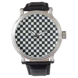 Montre motif moderne et design à damiers