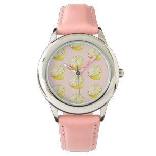 Montre Motif moderne Pastel rose et citron jaune