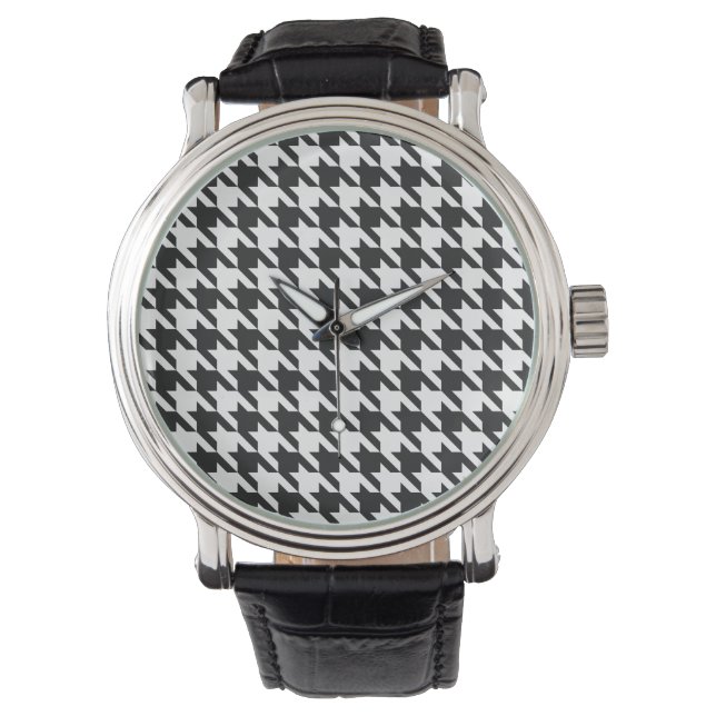 Montre Motif noir et blanc Houndstooth (devant)
