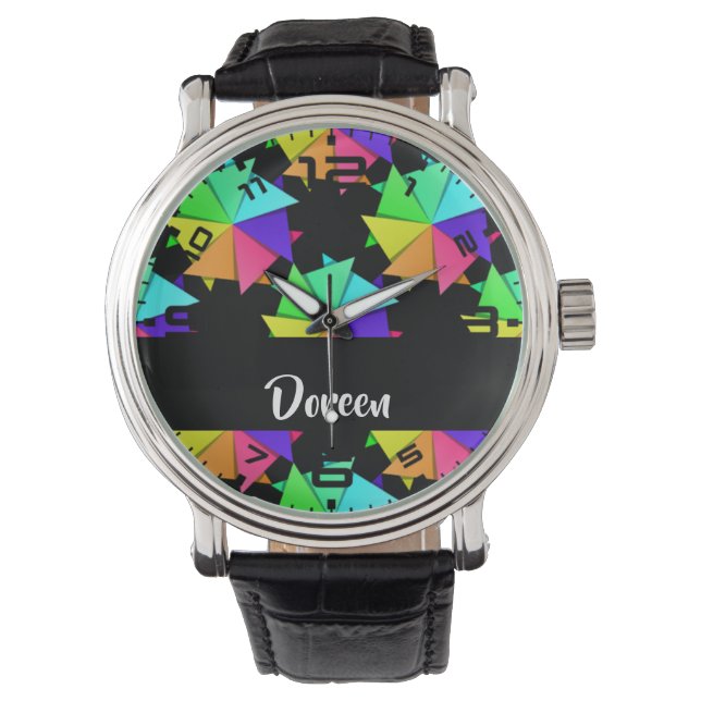 Montre Motif papier plié coloré (devant)