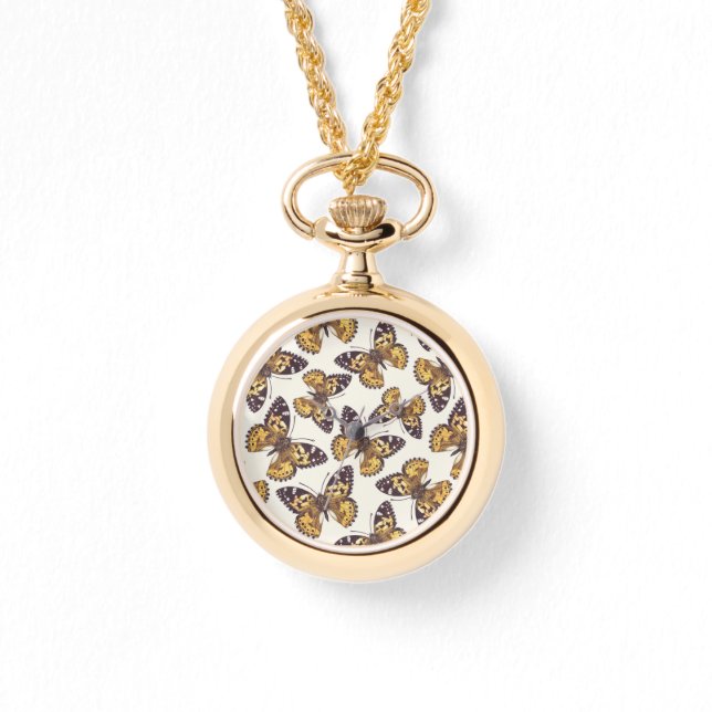 Montre Motif papillon de femme peinte (Recto)