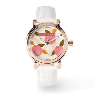 Montre Motif personnalisé de pêche Mignon été rétro