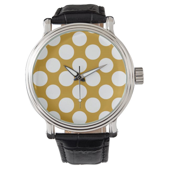 Montre Motif Pois moderne Gold White (devant)