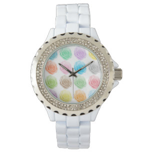 Montre Motif rose coloré