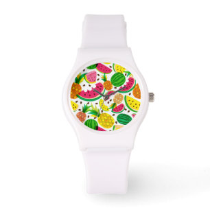 Montre Motif rouge et jaune de fruit tropical