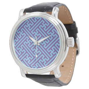 Montre Motif Sayagata, Japonais, Violet et Bleu
