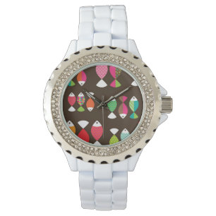 Montre Motif sous-marin 2 de rétros poissons abstraits
