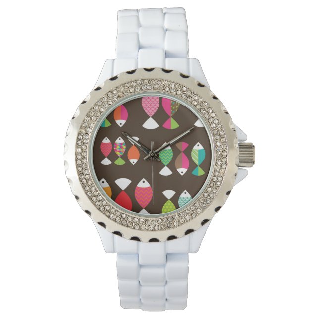 Montre motif sous-marin de poisson rétro Abstrait 2 (devant)
