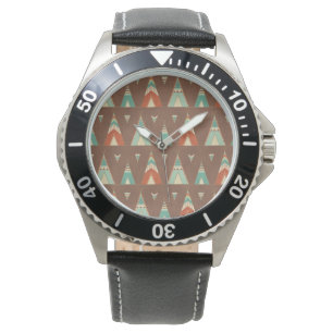 Montre Motif turquoise de Teepee d'étape de Geo de