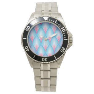 Montre Motif turquoise et rose de pétale