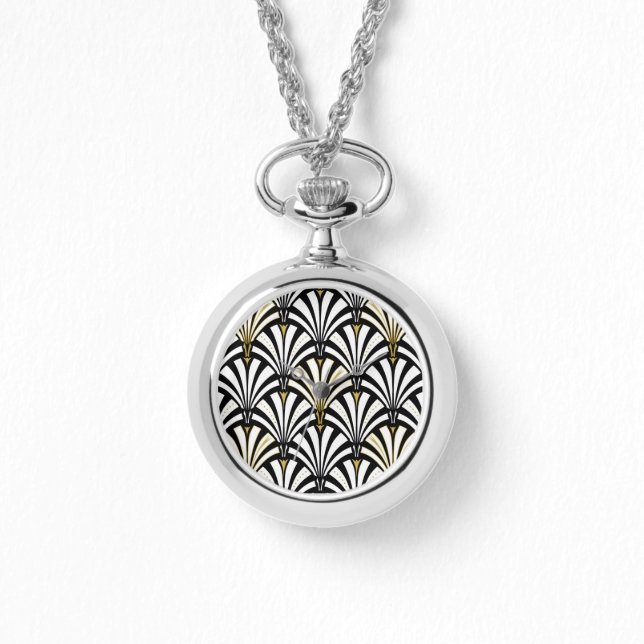 Montre Motif ventilateur Art déco - noir et blanc (Recto)