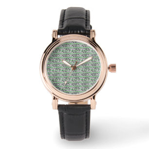 Montre Motif vert Design croisé