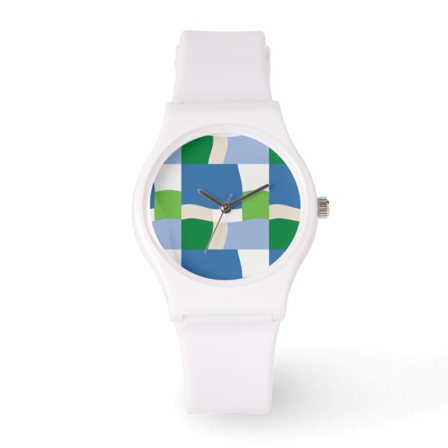 Montre motif vert et bleu (Recto)