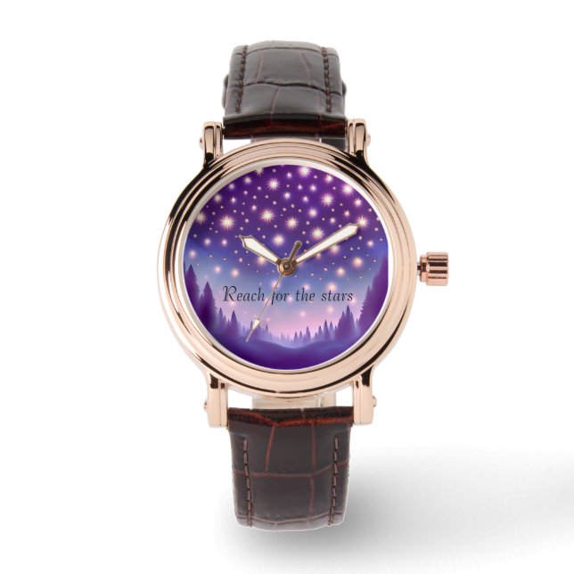 Montre Motivationnel violet étoile Sky Veille (Recto)