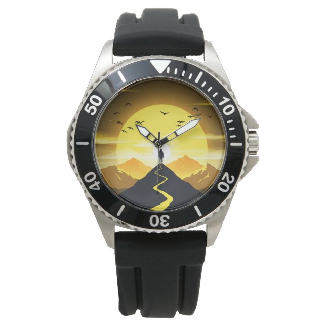Montre Mountain Peak Silhouette with a winding. Pedestal (devant)