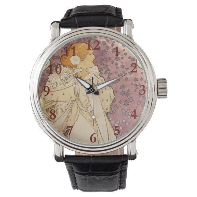 Montre Mucha Art nouveau femme beauté (devant)