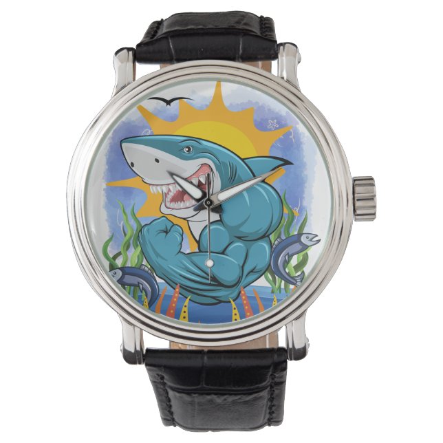 Montre Muscles Flexants de requin Mer Vie Soleil (devant)