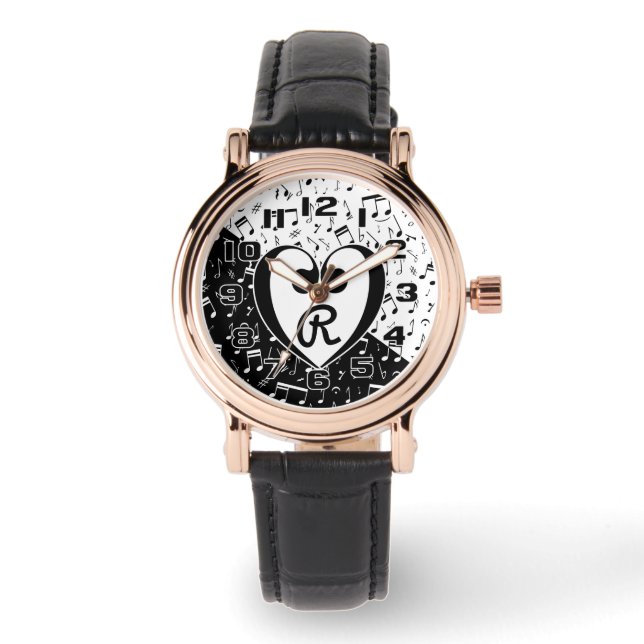 Montre Musique d'amour noir et blanc monogramme (Recto)