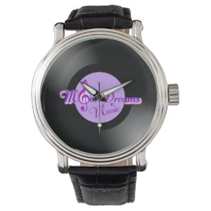 Montre Musique Moon Dreams Record VintageBlack Leather Wa
