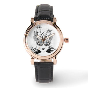 Montre Mystérieuse dame masquée aux yeux bleus