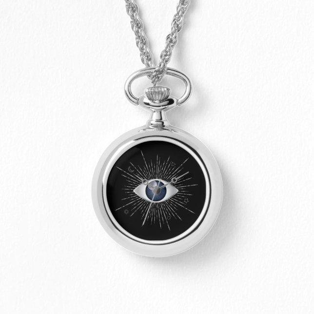 Montre Mystic Silver and Blue Eye Nazar Mati on Black (Recto)