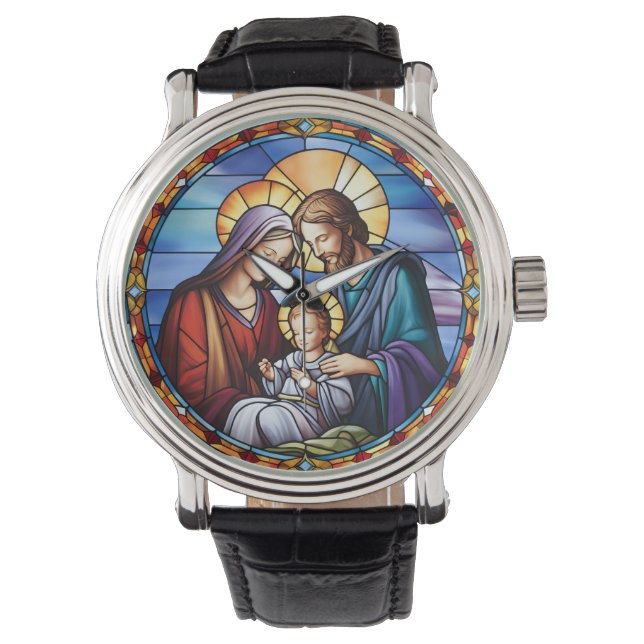 Montre Nativité en verre tendu Noël (devant)