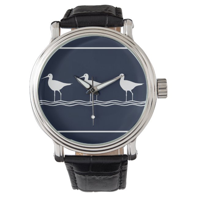 Montre Nautique Marine Bleu Blanc Sand Pipers Amateurs d' (devant)