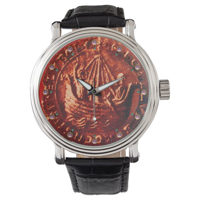 Montre NAVIRE ANTIQUE, Sceau de cire rouge GALLEON (devant)